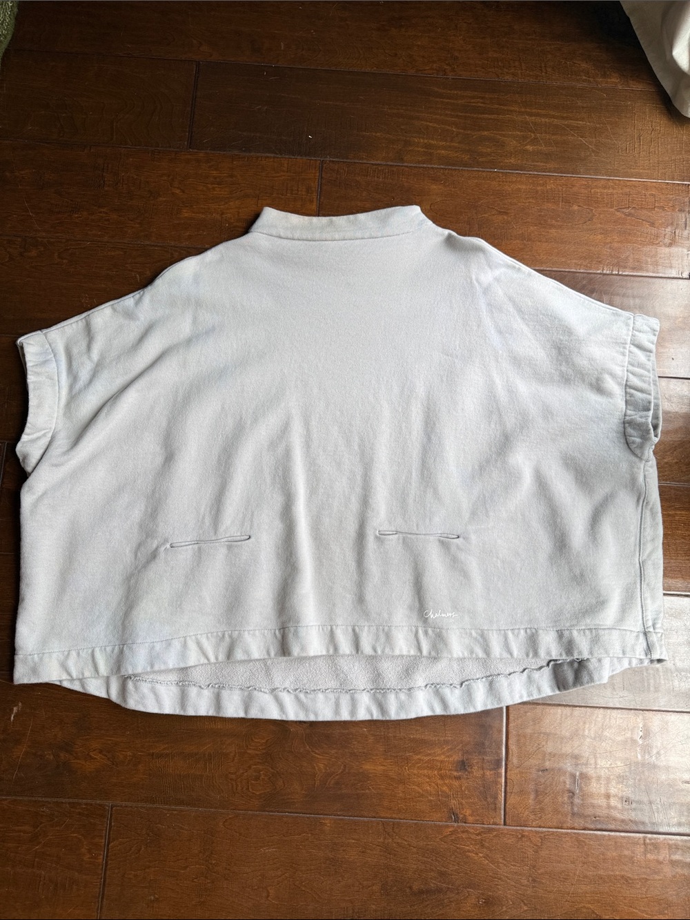 Gray Oversized Short-Sleeve Polo Top